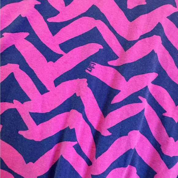 Lilly Pulitzer Cara Dress Medium Pop Pink I Got Lucky Chevron Dolman Sleeve Mini - Picture 5 of 10